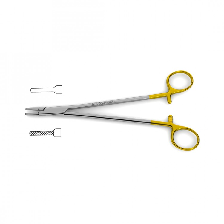 Micro Needleholder, Barraquer Style, Round Handle, Straight, 8.0 Mm Wide Handle, 0.4 Mm Tip Size, W/ Lock, 6" (150.0 Mm)